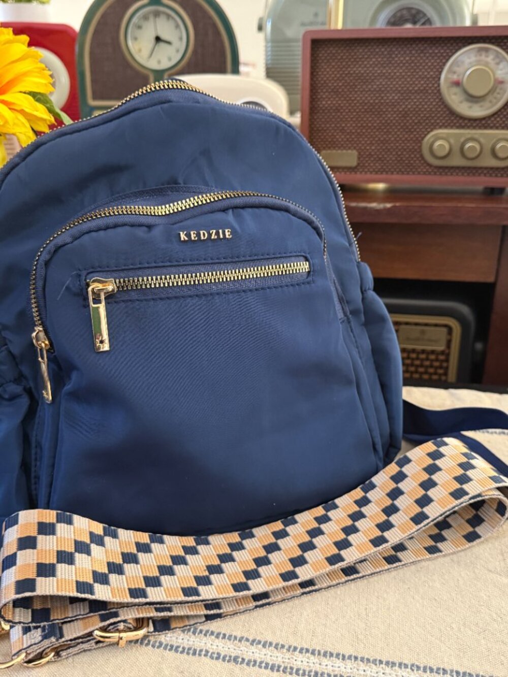 Kedzie Aire Navy Convertible Backpack Crossbody Bag Extra Strap - Picture 11 of 11
